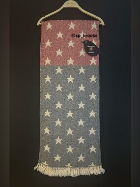 🎁Piscatextil Americana Throw Blanket - Color Block Red and Blue with Stars Throw